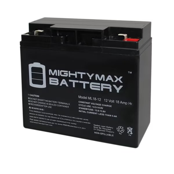 12V 18AH F2 SLA Replacement Battery for Newmox FNC-12190, Mighty Max Battery, Mfr#: ML18-12F271